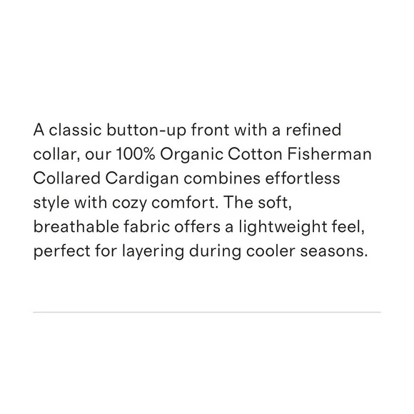 Quince 100% Organic Cotton Fisherman Collared Cardigan Sweater Ivory SMALL - Picture 16 of 16